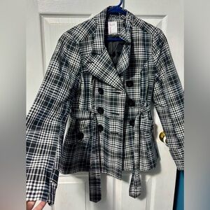 Smart Set Slight Fall Tie Waste Plaid Jacket size Medium Button Detail